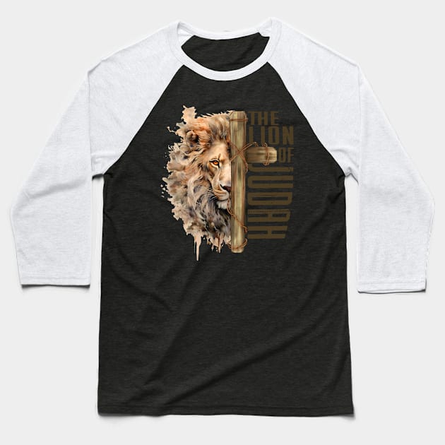 Lion Of Judah Lion Cross Christian Faith Jesus Hebrew Lion Baseball T-Shirt by smartrocket